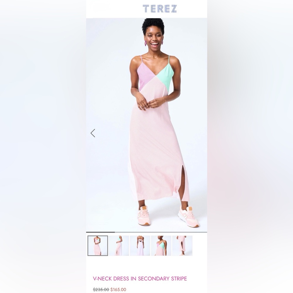 TEREZ V-NECK DRESS IN SECONDARY STRIPE